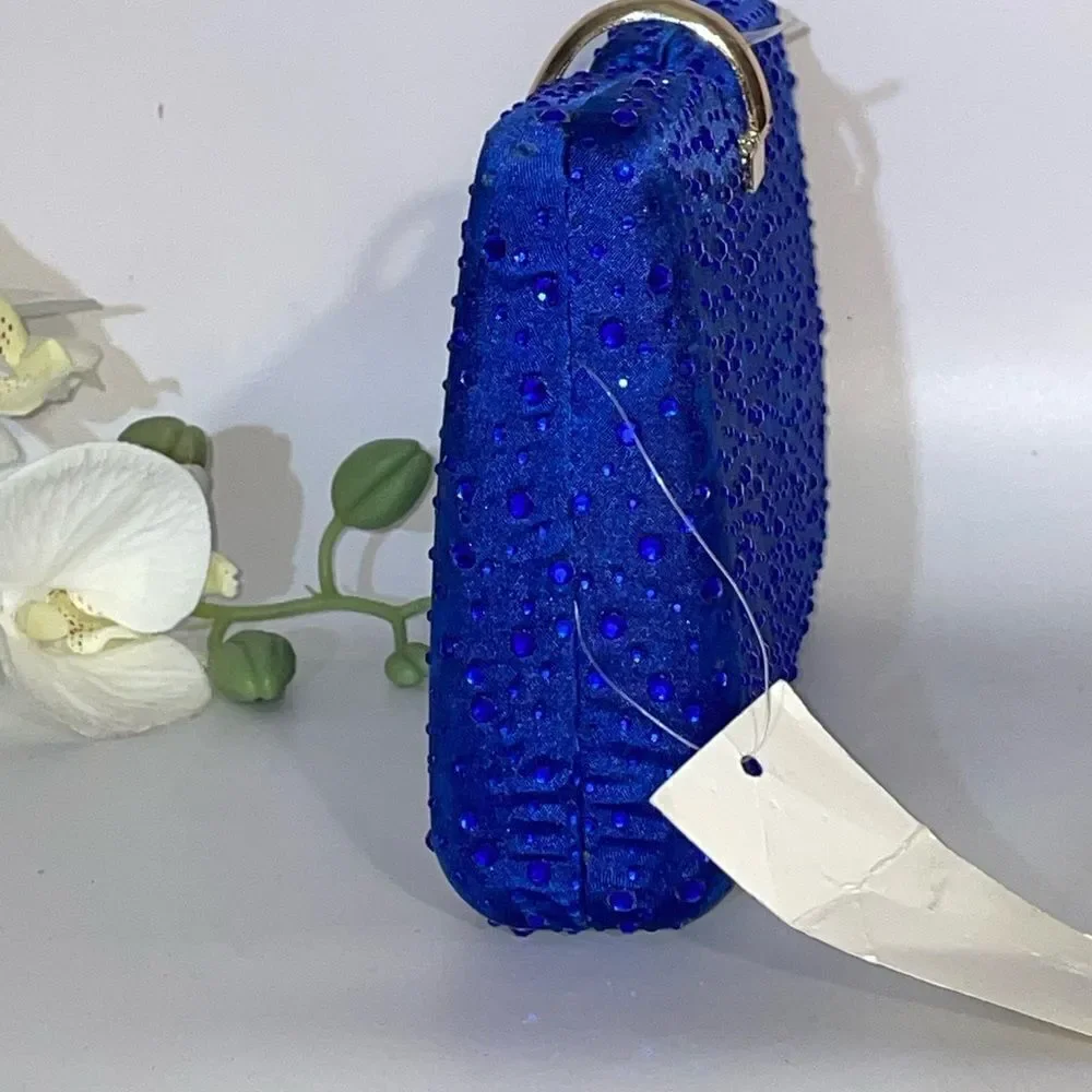 Elegant Blue Rhinestone Clutch Bag